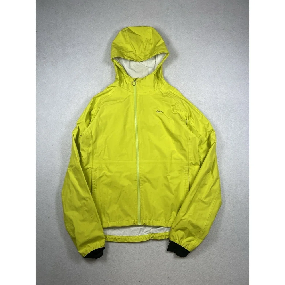 Rapha Commuter Cycling Jacket Yellow Hooded Waterproof Hi Vis Rain Mens - Med